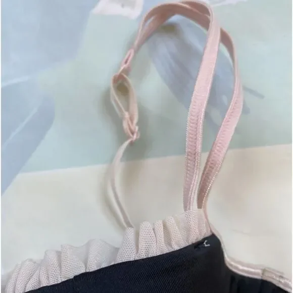 VTG Victoria’s Secret Black Mesh Sheer Babydoll Pink Trim Open FrontSize M - Picture 11 of 13